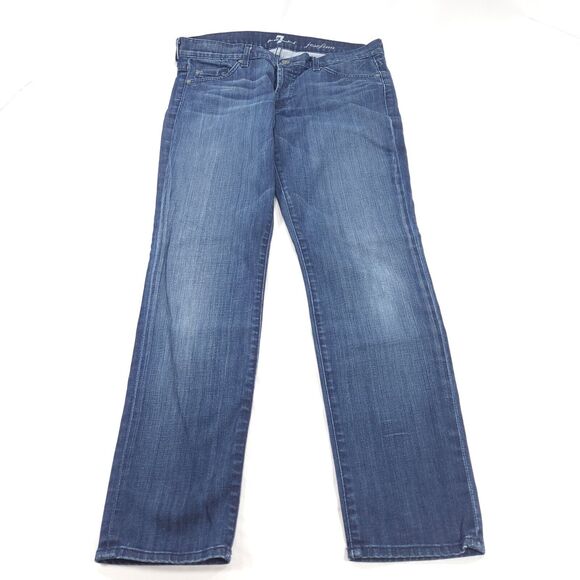 7 For All Mankind Josefina Button Medium Wash Denim Jeans Womens Size 28 Blue - Picture 2 of 9